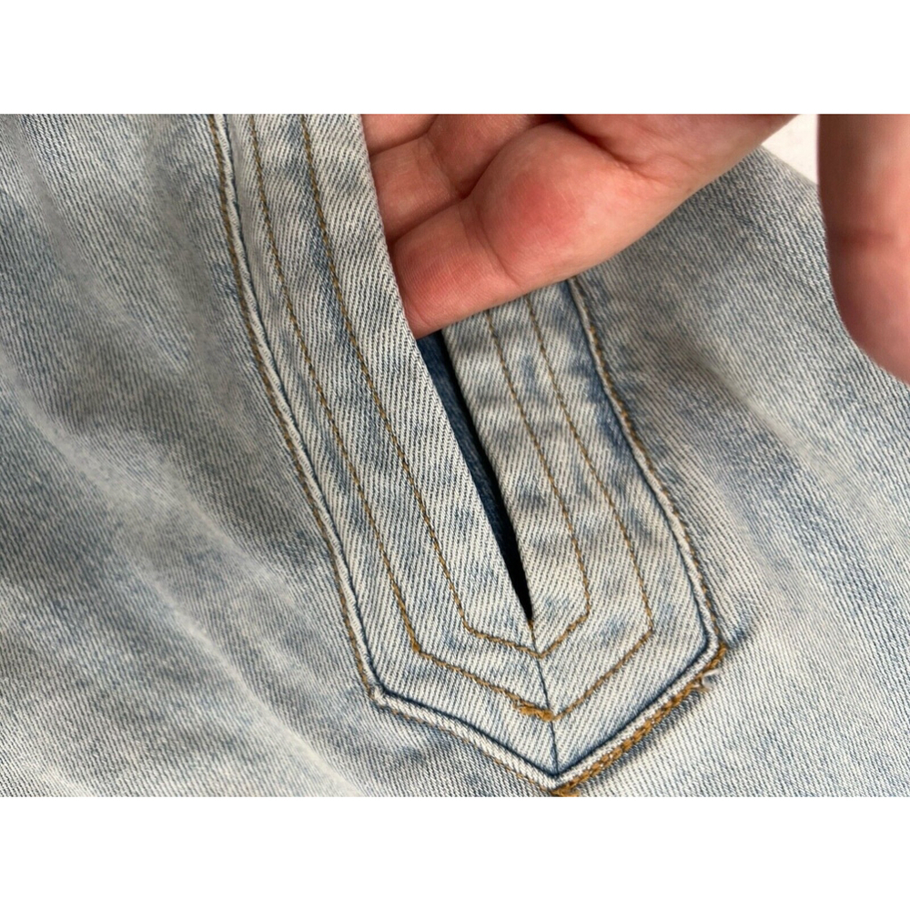 Current/Elliot Denim Jean Dress Puff Sleeve Size 1 Small Blue Light Wash Belted - Picture 8 of 14
